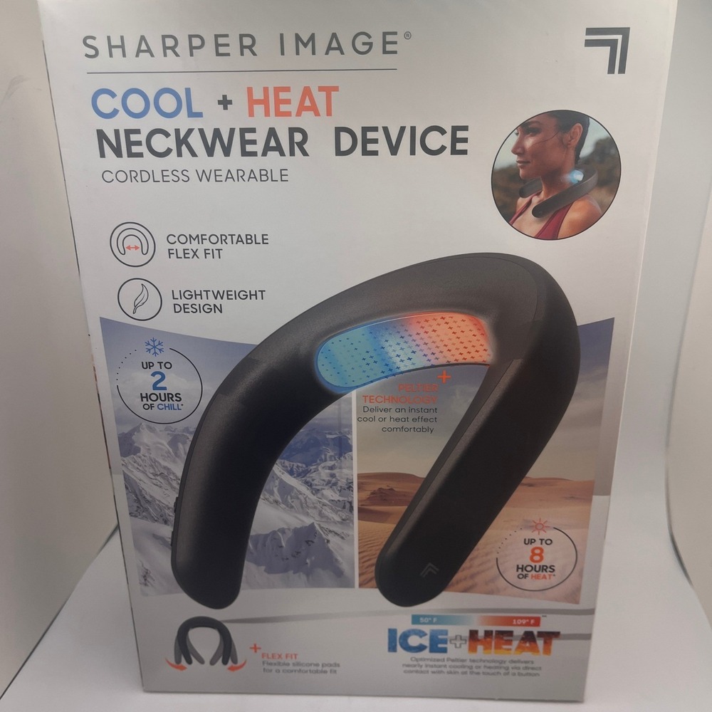 Sharper Image Cool + Heat Neckwear Device Unisex OS Black NEW Cordless Wearable